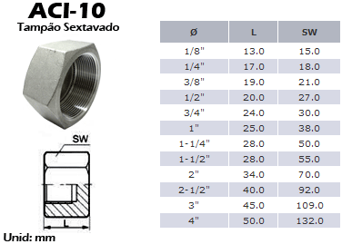 Conexão em Aço Inox ACI 10