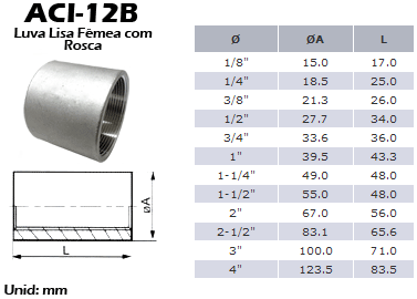 Conexão em Aço Inox ACI 12B