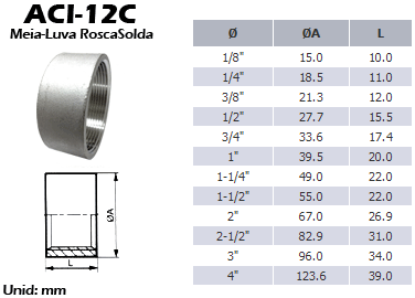 Conexão em Aço Inox ACI 12C