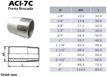Conexão em Aço Inox ACI 7C
