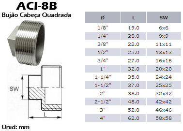 Conexão em Aço Inox ACI 8B